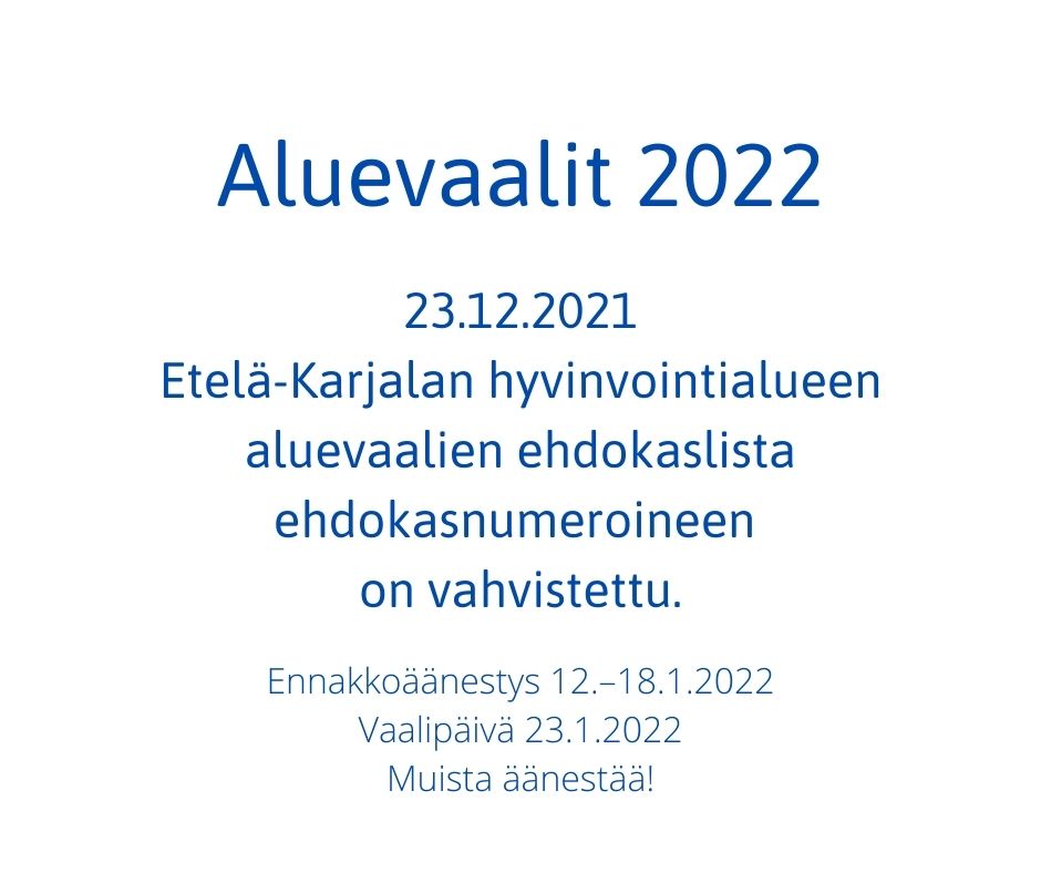 Etelä-Karjalan vahvistettu aluevaalien ehdokaslista