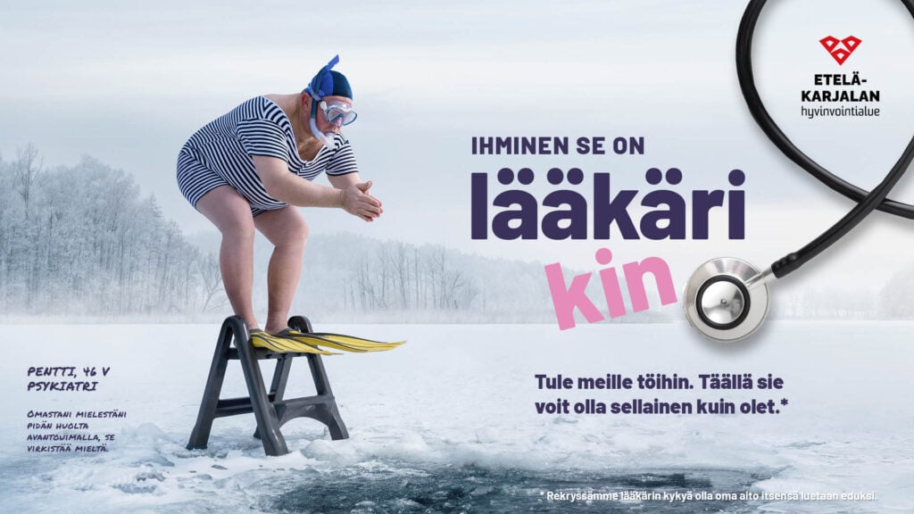 Lääkäri-rekrytointikampanjan mainoskuva.