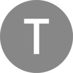 T-siiven symboli. Symbolissa valkoinen T-kirjain harmaalla taustalla.