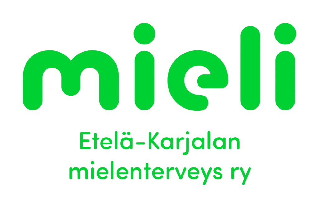 MIELI ry:n vihreä logo, jossa pyöristelyin kirjaimin kirjaimet m i e l i.