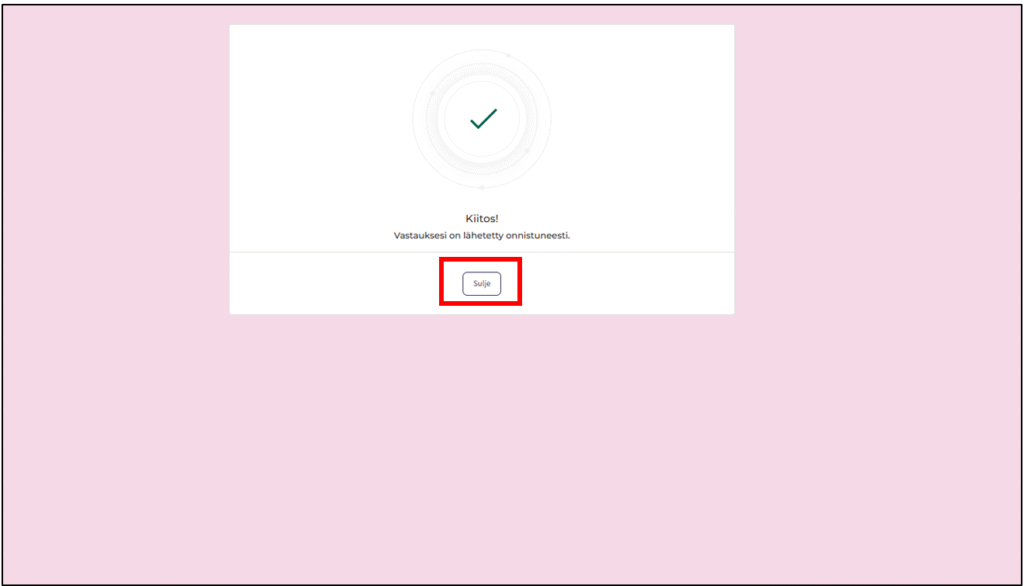 Lomakkeen sulkemisnäkymä